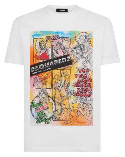 DSquared² Gray Graphic-print Cotton T-shirt for men