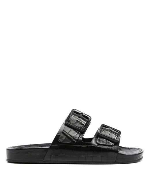 black crocodile sandals
