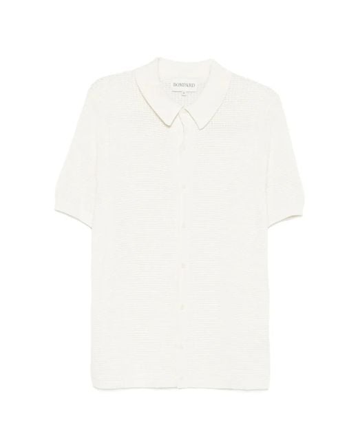 Bompard White Waffle-Knit Buttoned Polo Shirt for men