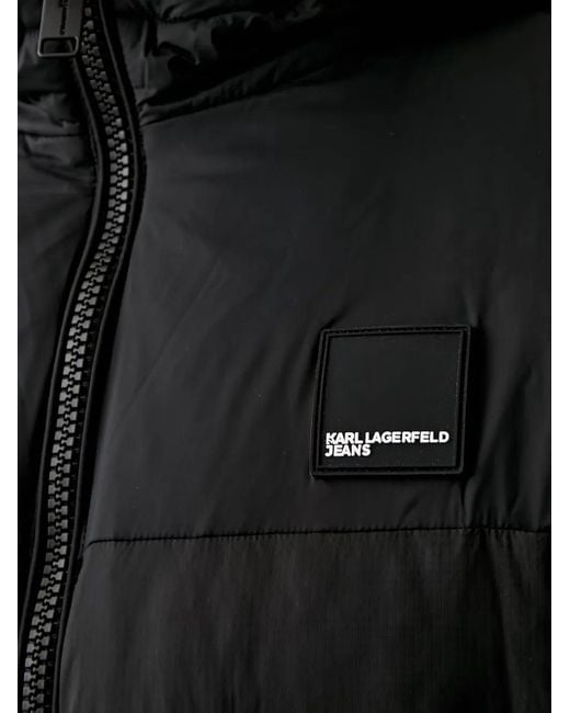 Karl Lagerfeld Black Hooded Quilted Jacket for men