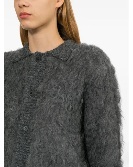 Toga Gray Shaggy-Knit Cardigan