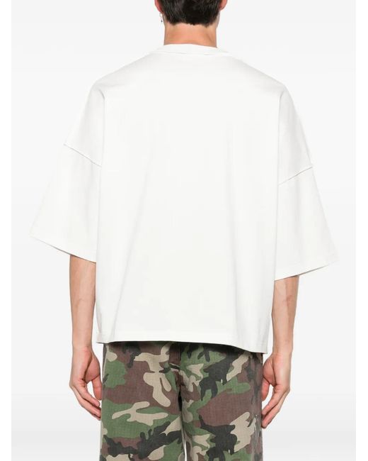 Stay Human On Earth White Dropped-Shoulders T-Shirt for men