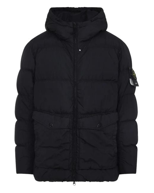 Stone Island Blue Garment Dyed Crinkle Reps Ny Recycled Nylon Short Parka for men