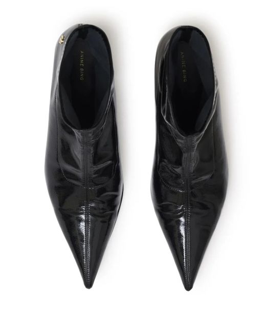 Anine Bing Black Hilda High-Shine Ankle Boots