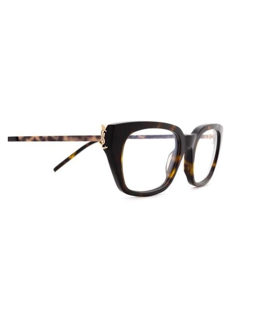 Saint Laurent Black Rectangle-Frame Glasses