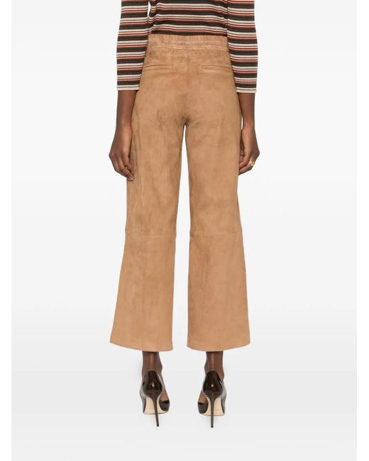 Arma Natural Blair Elastic-Waistband Leather Trousers