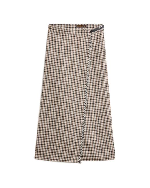 Woolrich Natural Checked Wraparound Skirt