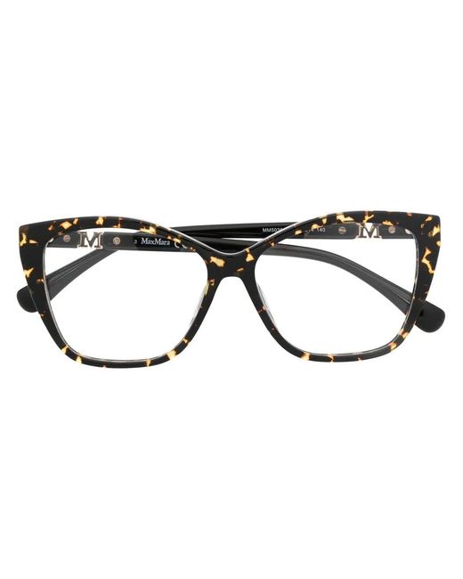 Max Mara Eyewear Black Tortoiseshell Square Frame Glasses