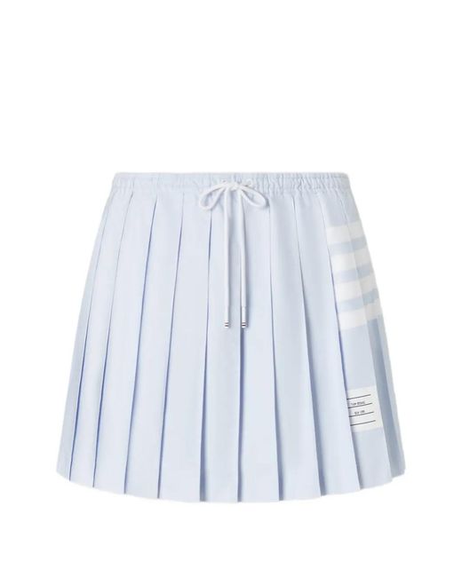 Thom Browne Blue Minijupe Plissée À Lien De Resserrage