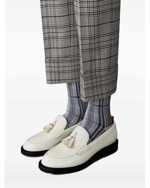 Thom Browne White Pebble Grain Rwb Rubber Sole Tassel Loafers for men