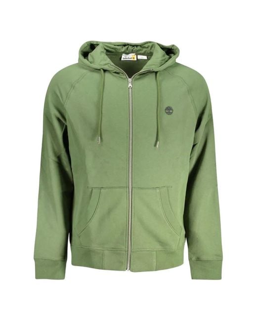 Timberland Green Zip-Up Cotton Hoodie for men