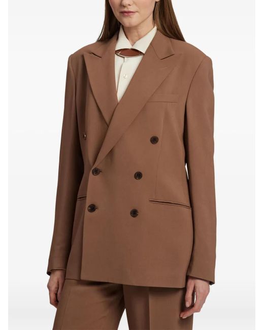 Ralph Lauren Brown Double-Breasted Button Blazer
