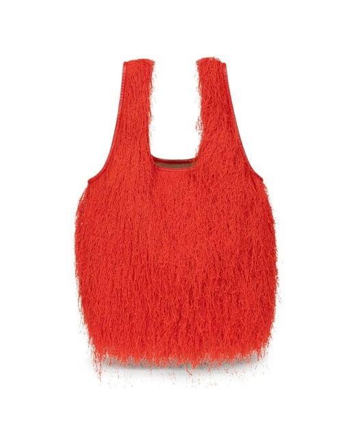 Dries Van Noten Red Mini Ruffled Tote Bag