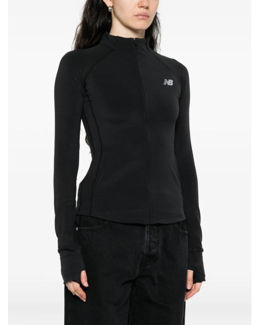 New Balance Black Zip-Front Logo Sweatshirt