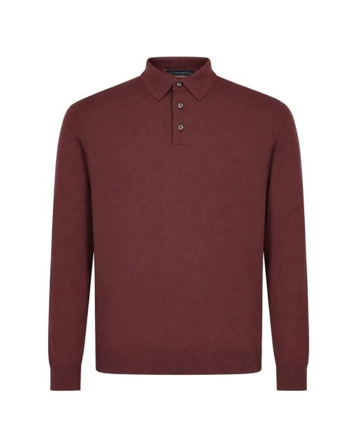 Kiton Red Long-Sleeve Polo Shirt for men