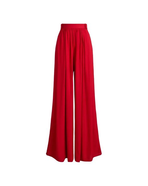 Ralph Lauren Red Vannesa Pleated Palazzo Trousers
