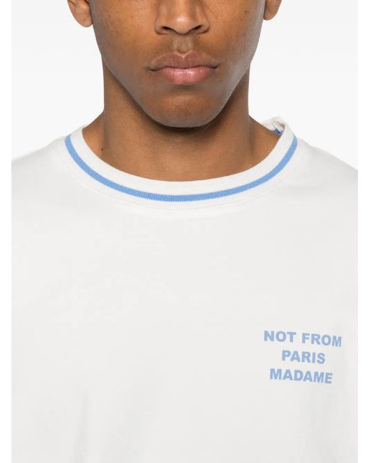 Drole de Monsieur White Cotton T-Shirt for men