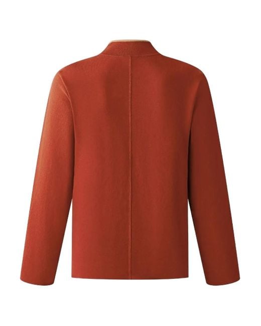 Shanghai Tang Red Reversible Buttoned Cardigan