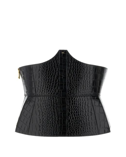Elisabetta Franchi Riem Met Krokodillen-Reliëf in het Black