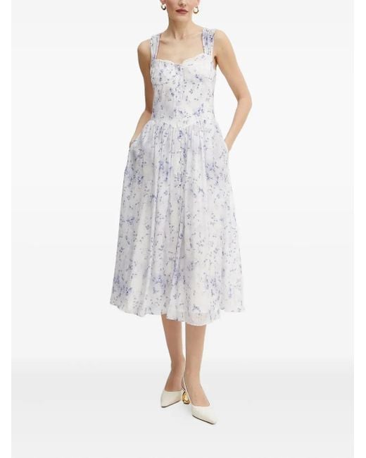 Bardot Midi-Jurk Met Bloemenprint En Knopen in het White