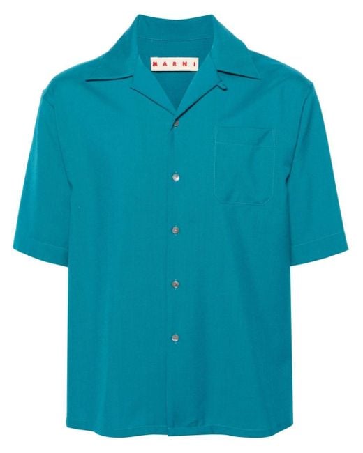 Marni Hemd aus Schurwolle mit Reverskragen in Blue für Herren