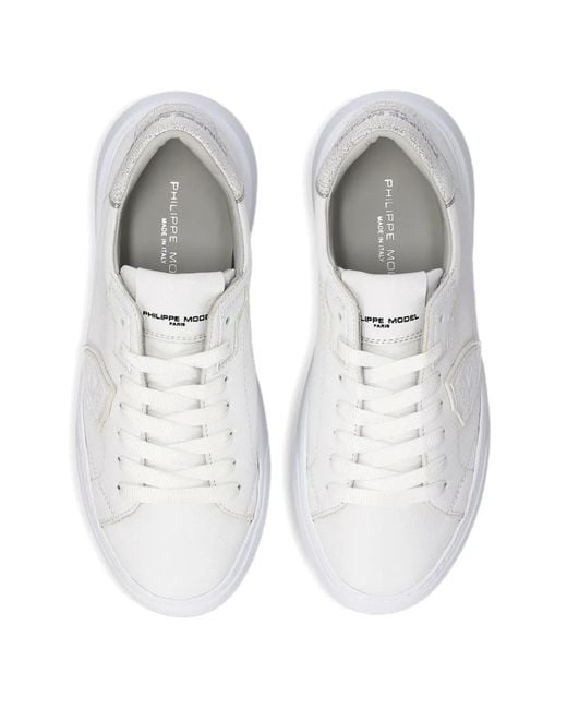 Philippe Model White Temple Low Leather Sneakers