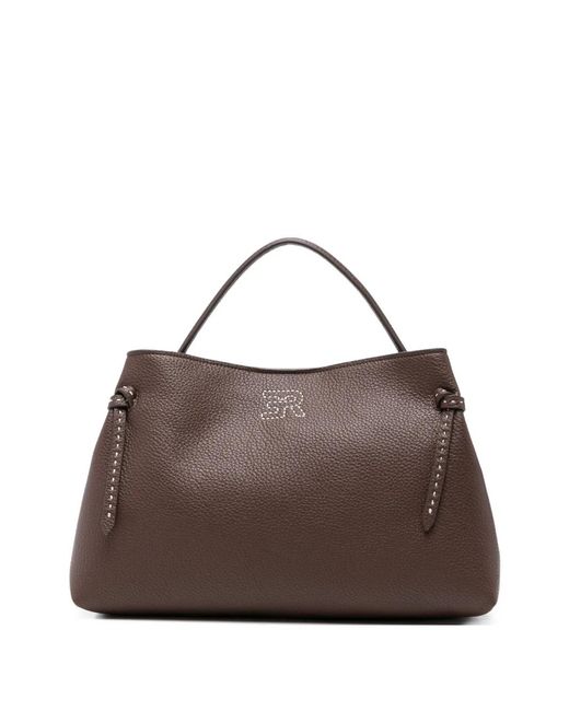 ERMANNO FIRENZE Women's Brown Medium Aliana Logo-Plaque Tote Bag