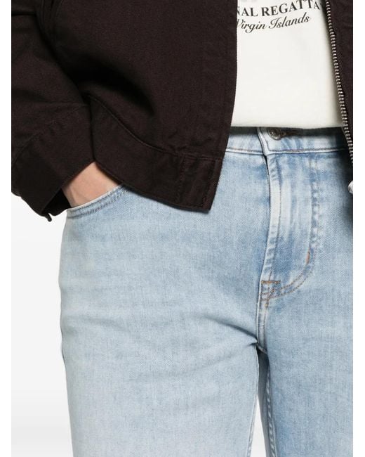 7 For All Mankind Blue Slimmy Tapered Logo-Patch Jeans for men