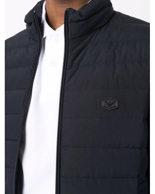 Emporio Armani Blue Zipped Short Down Jacket for men