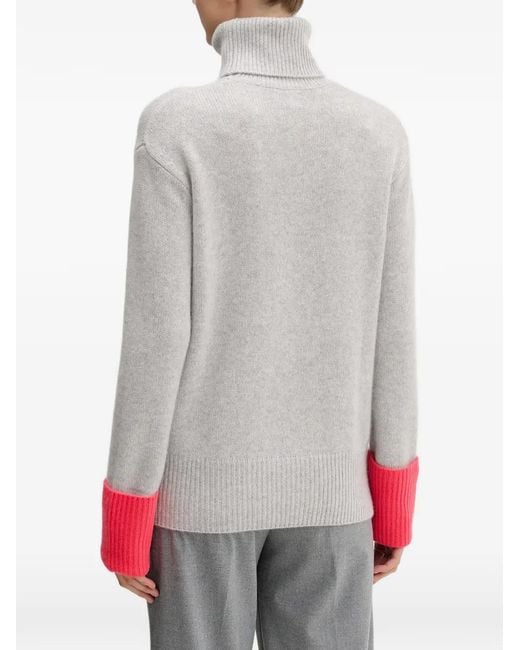 From Future Gray Roll-Neck Ribbed Sweater