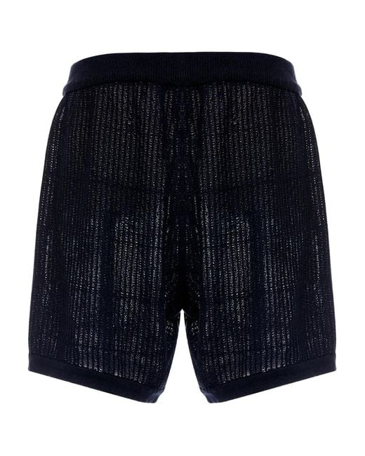 Agua Bendita Blue Maury Embroidered Ribbed Shorts for men