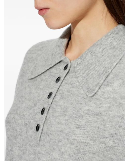 Gestuz Gray Button Collared Knitwear