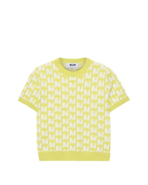 Haut En Maille Intarsia MSGM en coloris Yellow