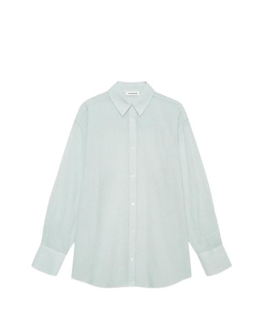 Anine Bing Blue Plaza Striped Shirt