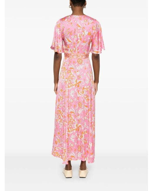 Maje Maxi-Jurk Met Bloemenprint in het Pink