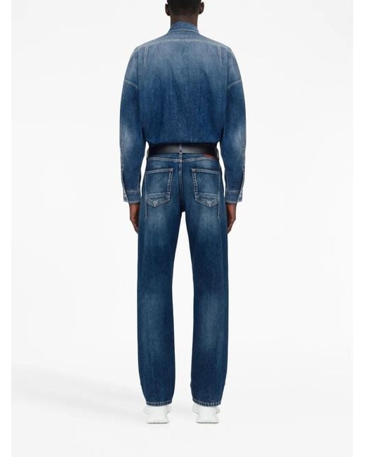 McQueen Blue Dart-Detail Straight-Leg Jeans for men
