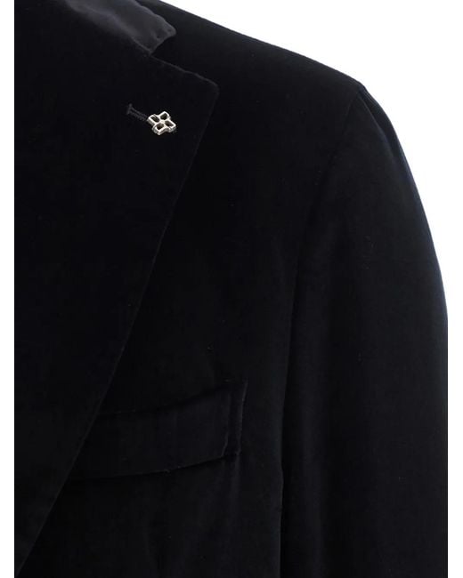 Tagliatore Black Notched-Lapel Single-Breasted Jacket for men