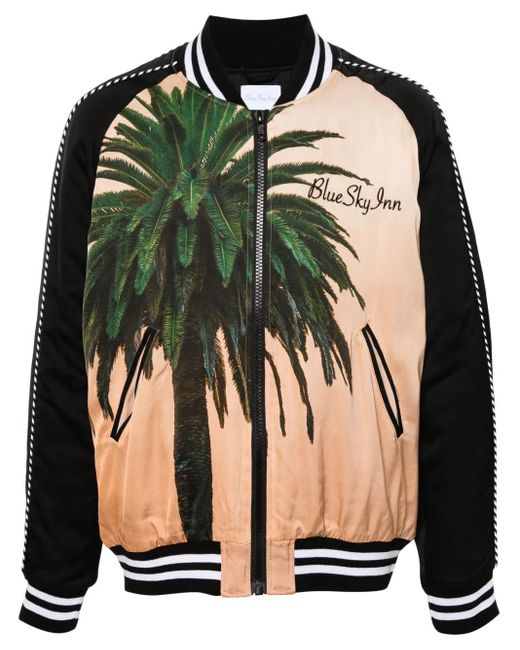 BLUE SKY INN Black Graphic-Print Bomber Jacket for men