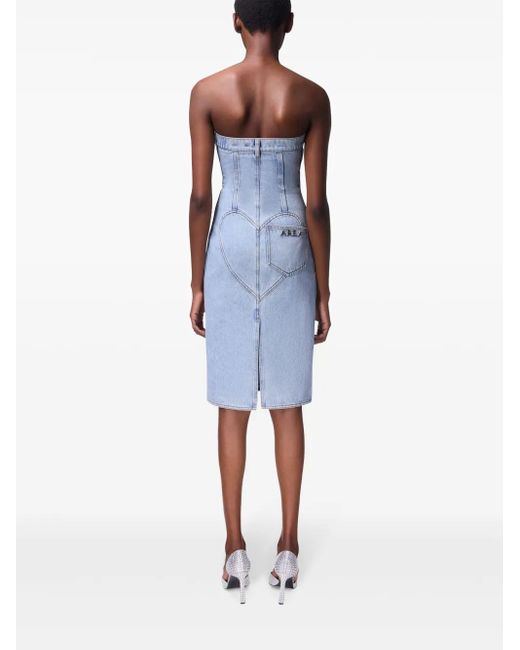 Area Blue Denim-Maxikleid Mit Blumenapplikation