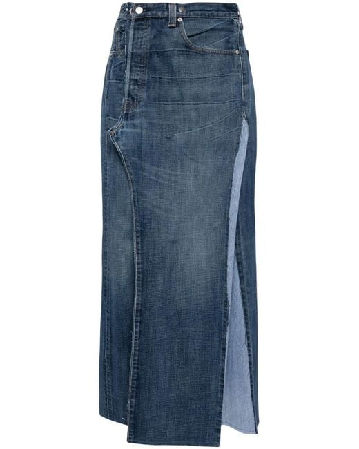 PROTOTYPES Blue Washed Denim Midi Skirt