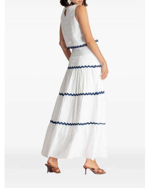MOUTAKI White Scalloped-Edge Crop Top
