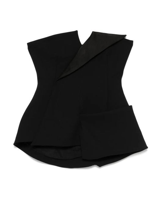 A.W.A.K.E. MODE Black Corseted Satin Top