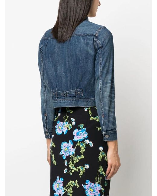 RRL Blue Stonewashed Cropped Denim Jacket