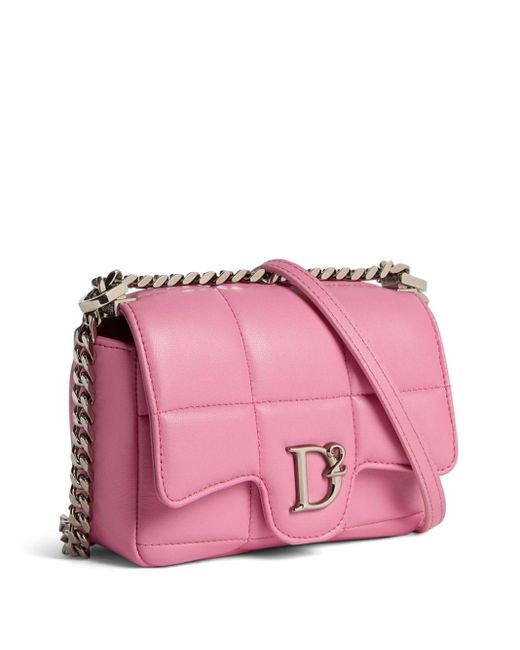 DSquared² Pink Logo-plaque Quilted Leather Bag