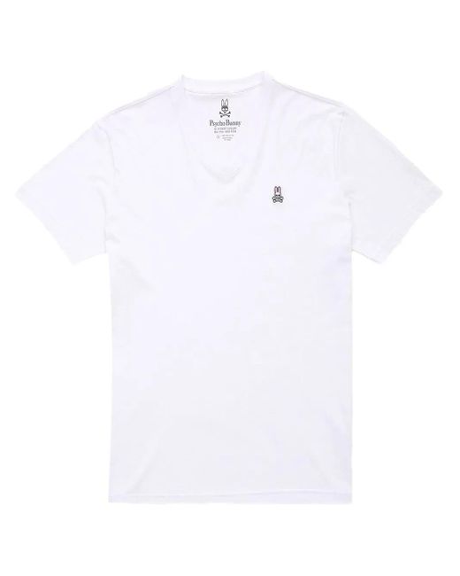 Psycho Bunny White V-Neck T-Shirt for men