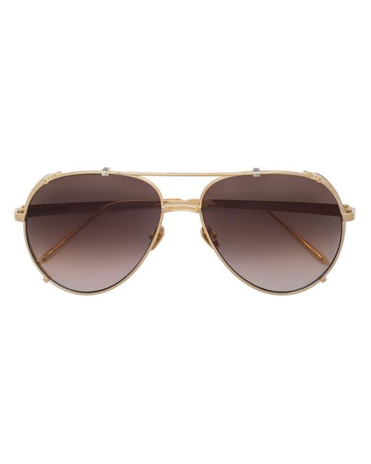 Linda Farrow Metallic Newman Pilot-frame Sunglasses for men