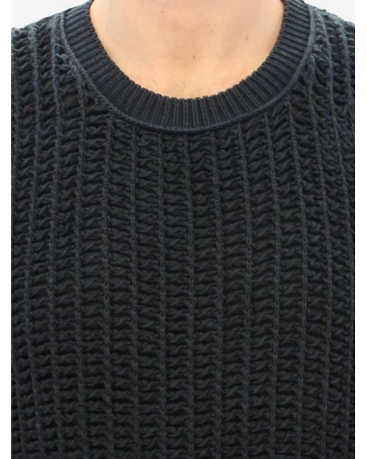 Dolce & Gabbana Black Netted Textured-Knit Sweater for men