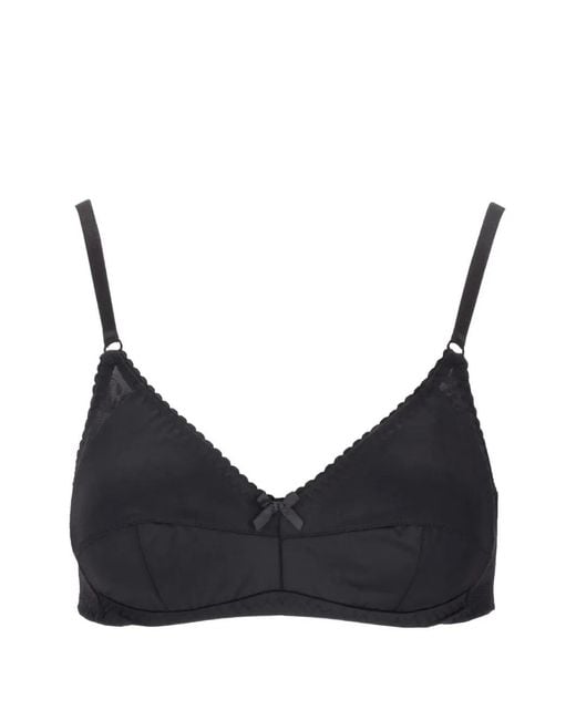 Laura Urbinati Black Lace-Panel Bow-Detail Bra
