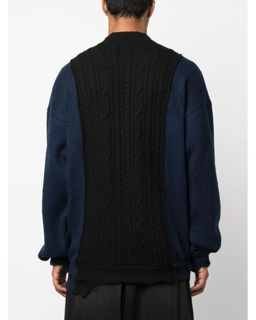 Vetements Blue Distressed-Effect Merino Jumper for men