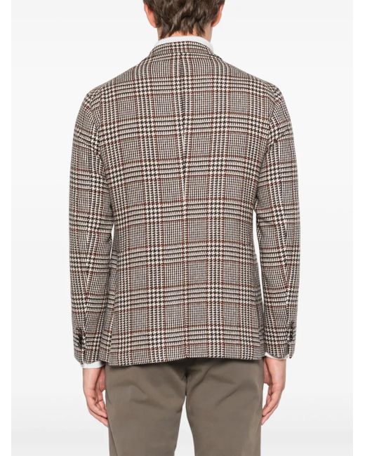 Tagliatore Brown Checked Blazer for men